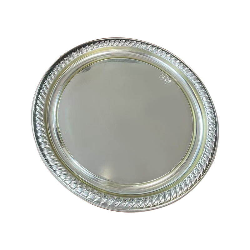 은색 부채꼴 모서리 원형 트레이