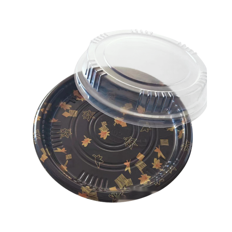 뚜껑이 있는 원형 샌드위치 접시